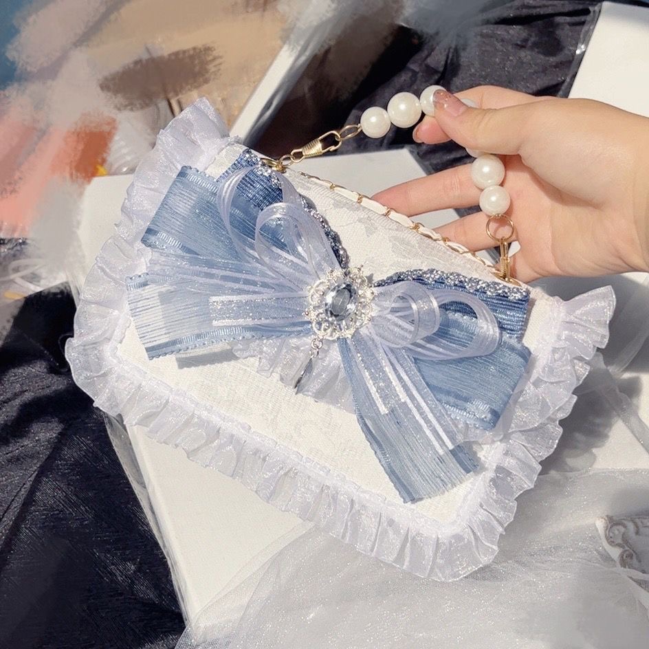 Luxury Y2K Bags - Ketting Zilver En Blauw Lolita Kant