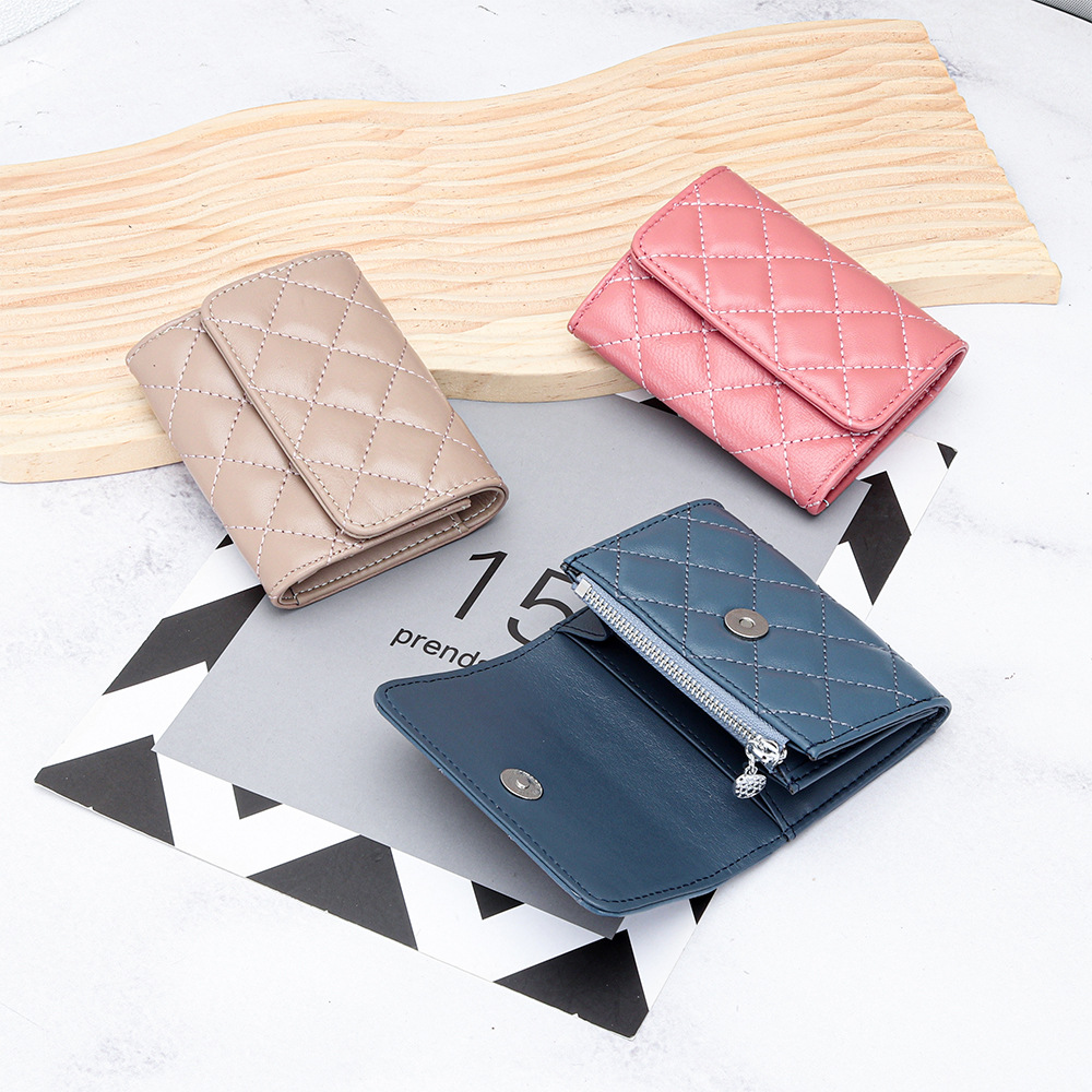 Luxury Bags Names - Schapenvacht Gewatteerde Kaarthouder Vrouwen Bifold Lederen