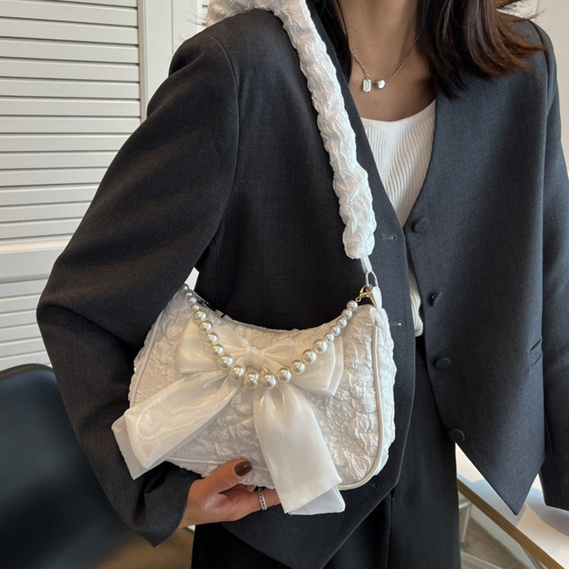 Witte Plooien Parel Vrouwelijk - Luxury Y2K Bags recensie en prijs