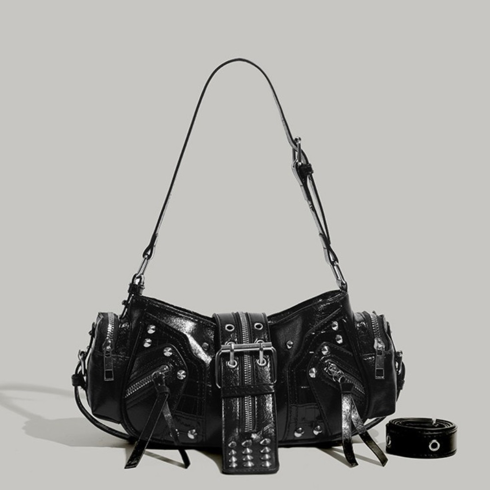 Luxe rivet schoudertas effen k - Luxury Y2K Bags recensie en prijs
